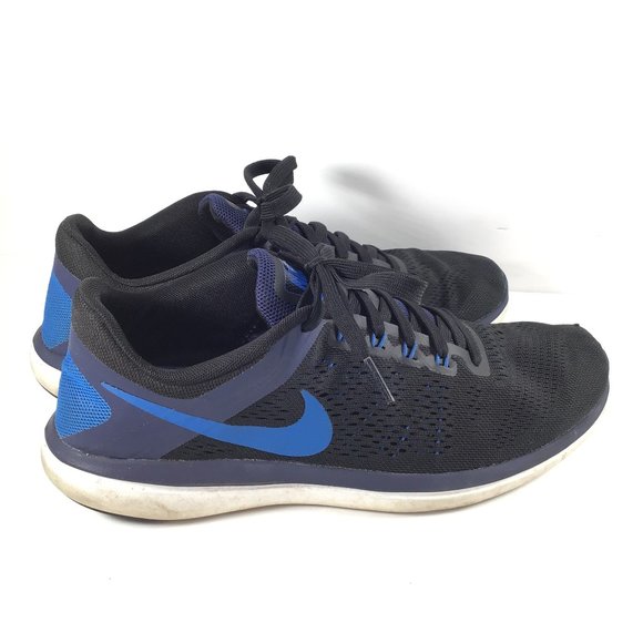Nike Flex 2016 RN Running Sneakers Black/Blue 10 - Picture 3 of 9